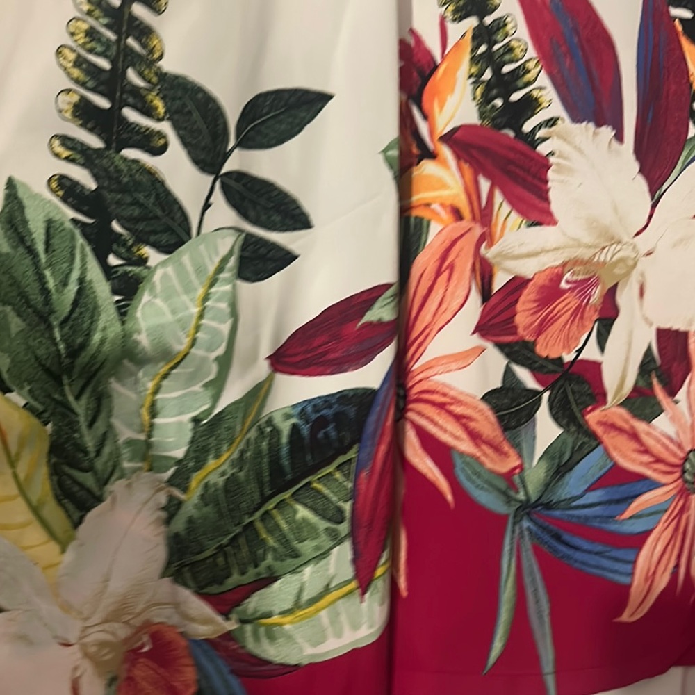 Chico's White Tunic with Red Hem and Multicolor Floral Print - Picture 3 of 6